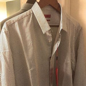 Hugo Boss Men’s Slim Cut Black & White Check Dress Shirt Size XXL